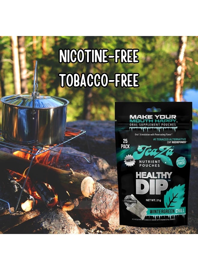 Teaza Herbal Energy Pouches Tobacco Free Nicotine Free, Smokeless Alternative Snuff Healthy Chewing Dipping Alternative, Wintergreen Chill (1 Pack) - Image 2